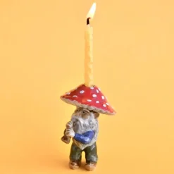 Mushroom Gnome Ceramic Cake Topper by Camp Hollow