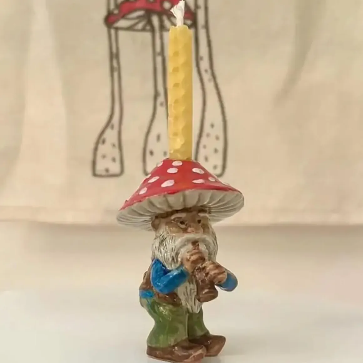 Mushroom Gnome Ceramic Cake Topper by Camp Hollow