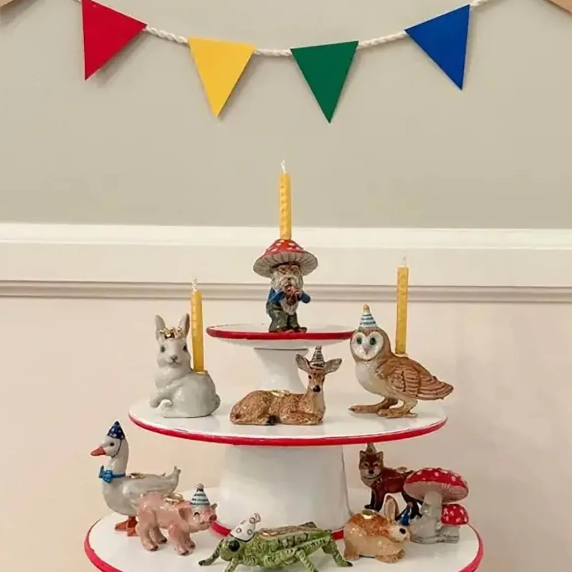Mushroom Gnome Ceramic Cake Topper by Camp Hollow