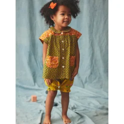 Nanna Tunic in Pistachio Flower Dot by Misha & Puff
