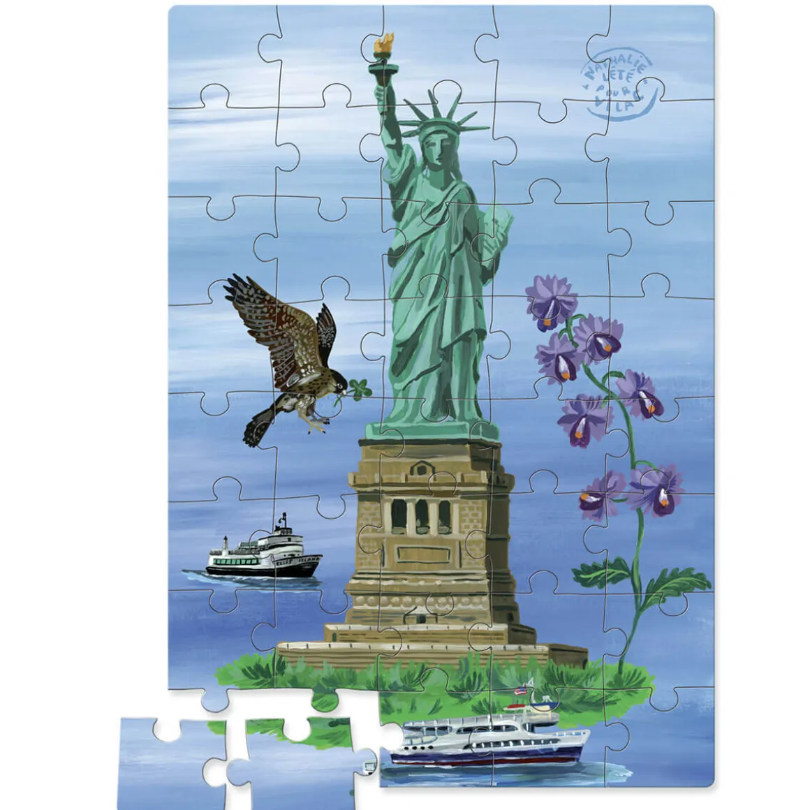 Nathalie Lété New York Wooden Jigsaw Puzzle Set of 3 by Vilac