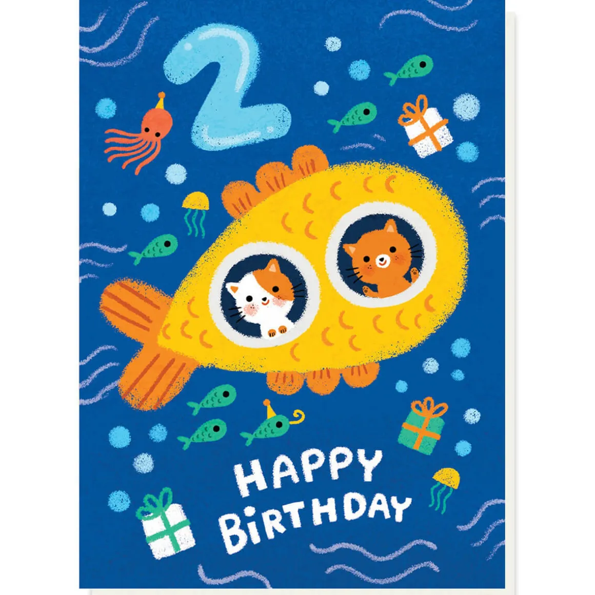 2nd Birthday Submarine Greetings Card by Grace Habib for Stormy Knight