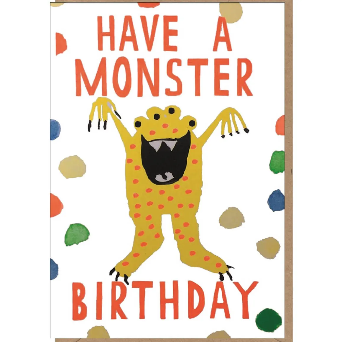 Neon Birthday Monster Greetings Card by Dominic Early for Earlybird Designs