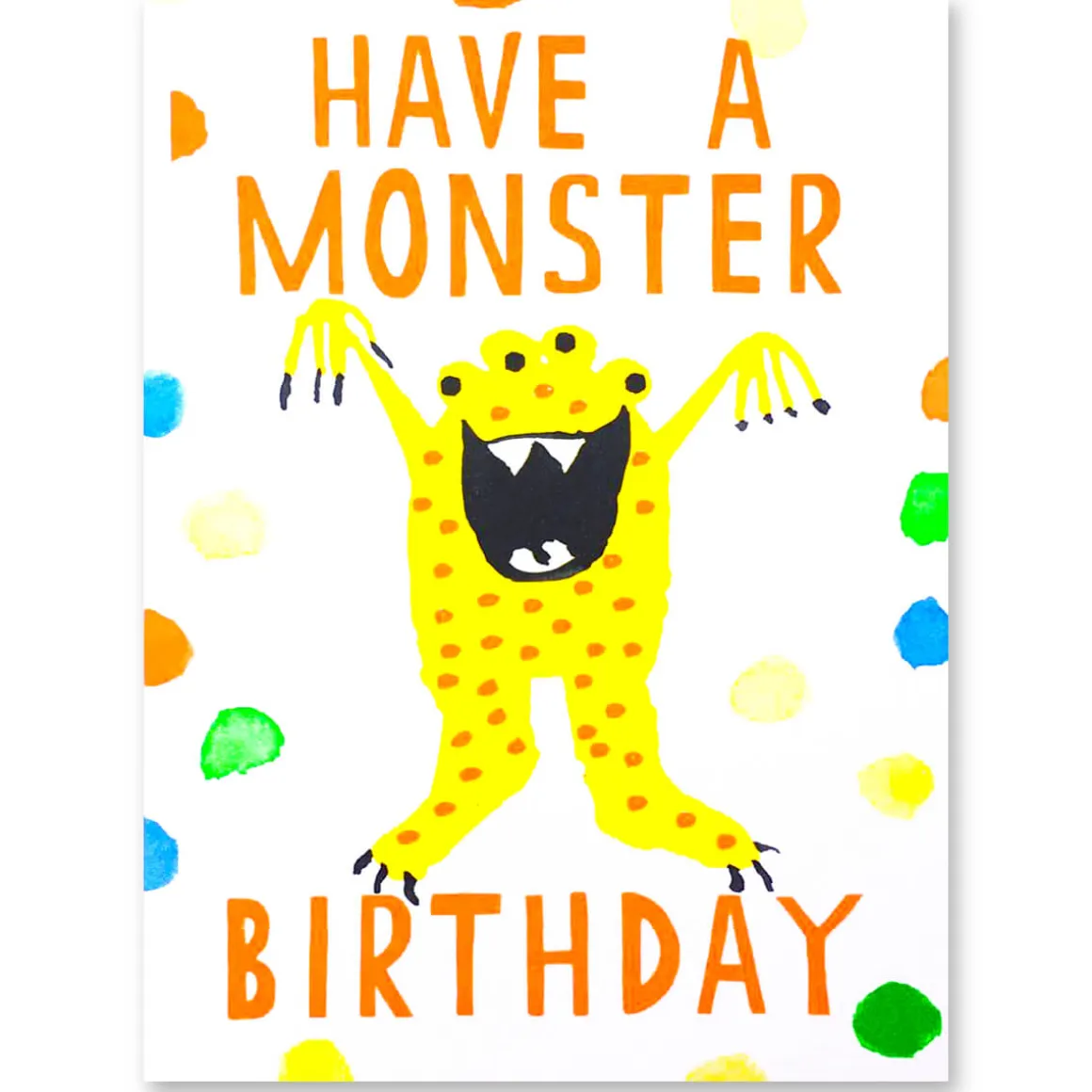 Neon Birthday Monster Greetings Card by Dominic Early for Earlybird Designs