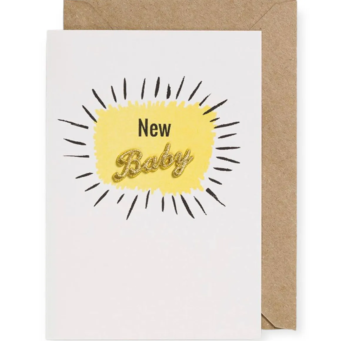 New Baby Embroidered Word Greetings Card by Petra Boase