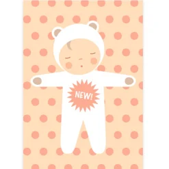 New Baby Greetings Card in Pink by Dicky Bird