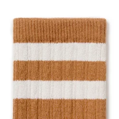 Nico Ribbed Varsity Crew Socks in Caramel Au Buerre Sale by Collegien