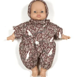 Noa Romper and Bonnet Set (28cm Doll) in Dove Print by Minikane