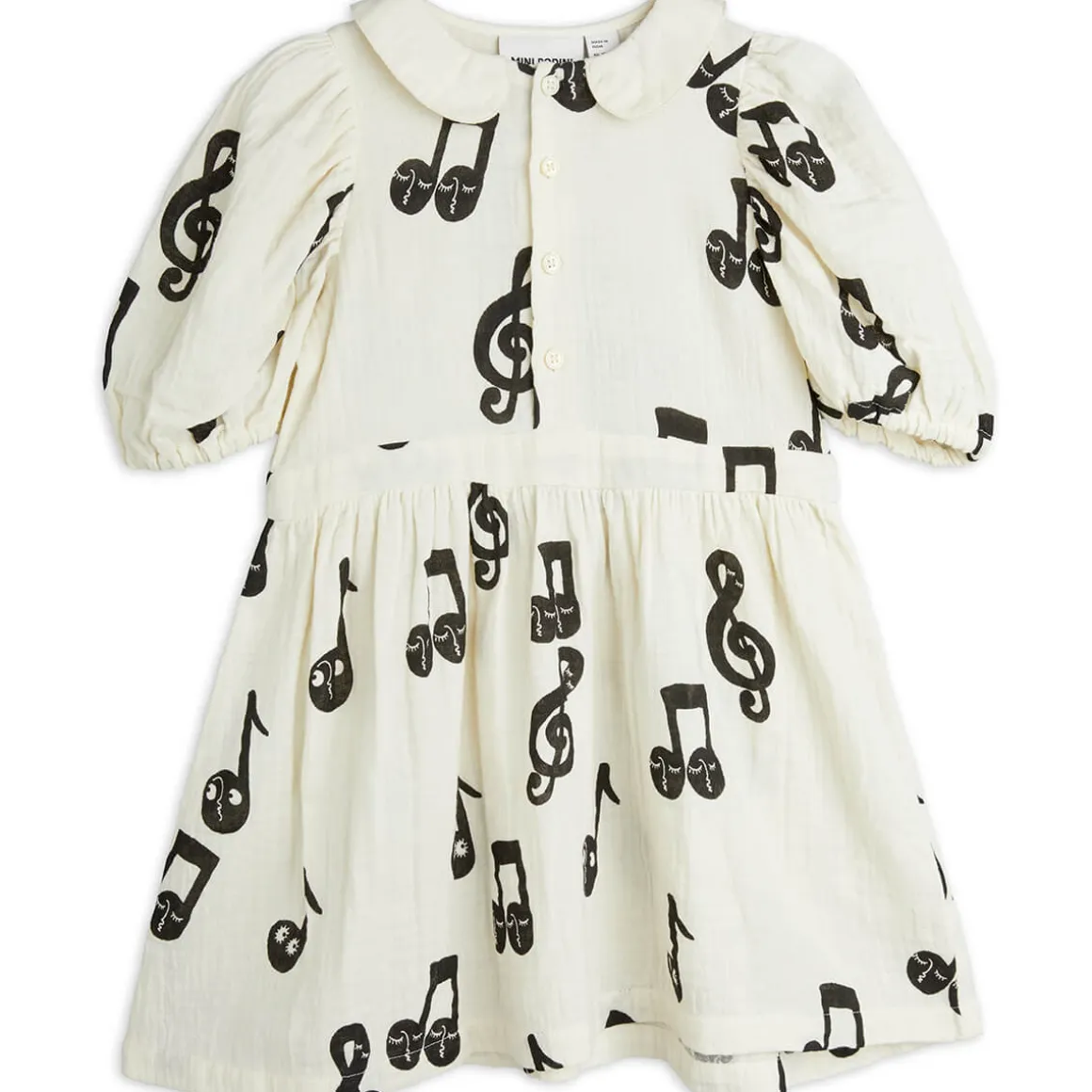 Note AOP Muslin Dress in White by Mini Rodini