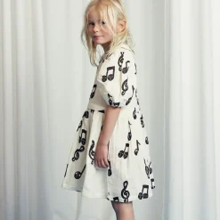 Note AOP Muslin Dress in White by Mini Rodini