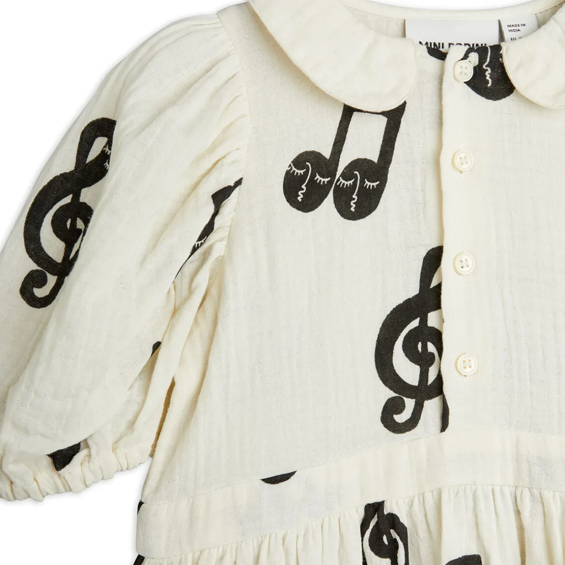 Note AOP Muslin Dress in White by Mini Rodini