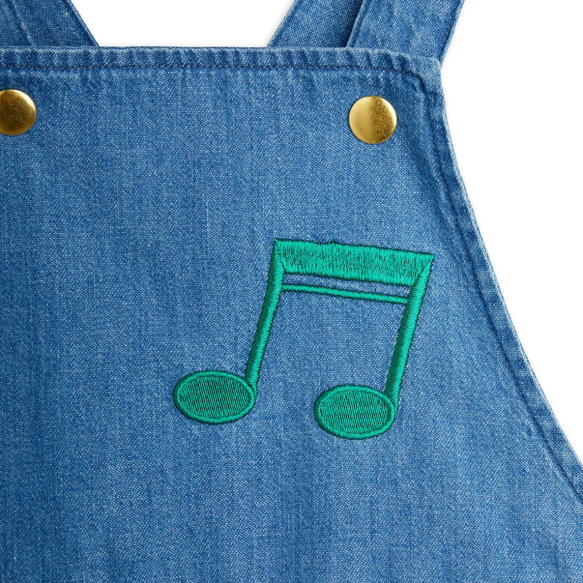 Note Embroidered Lightweight Denim Dungarees by Mini Rodini