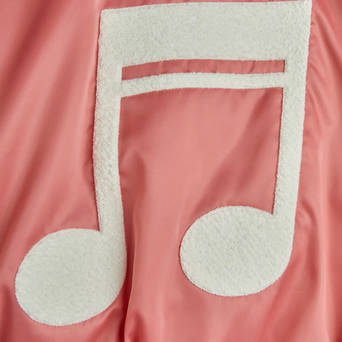 Note Embroidered Satin Baseball Jacket by Mini Rodini