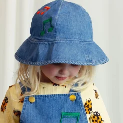 Note Embroidered Sun Hat by Mini Rodini
