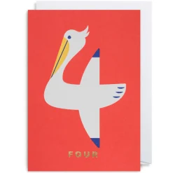 Number Four Pelican Greetings Card by Cozy Tomato for Lagom Design