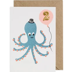Octopus Embroidered Age Card by Petra Boase - Age 2