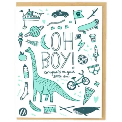 Oh Boy! Greetings Card by Hello! Lucky