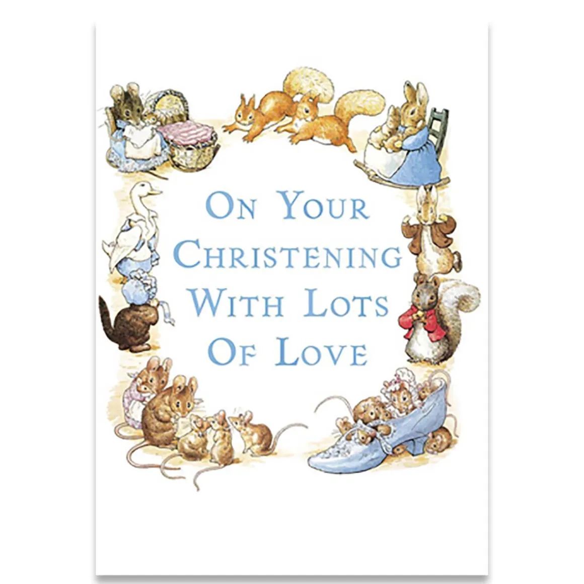 On Your Christening Boy Greetings Card by Beatrix Potter for Hype Card