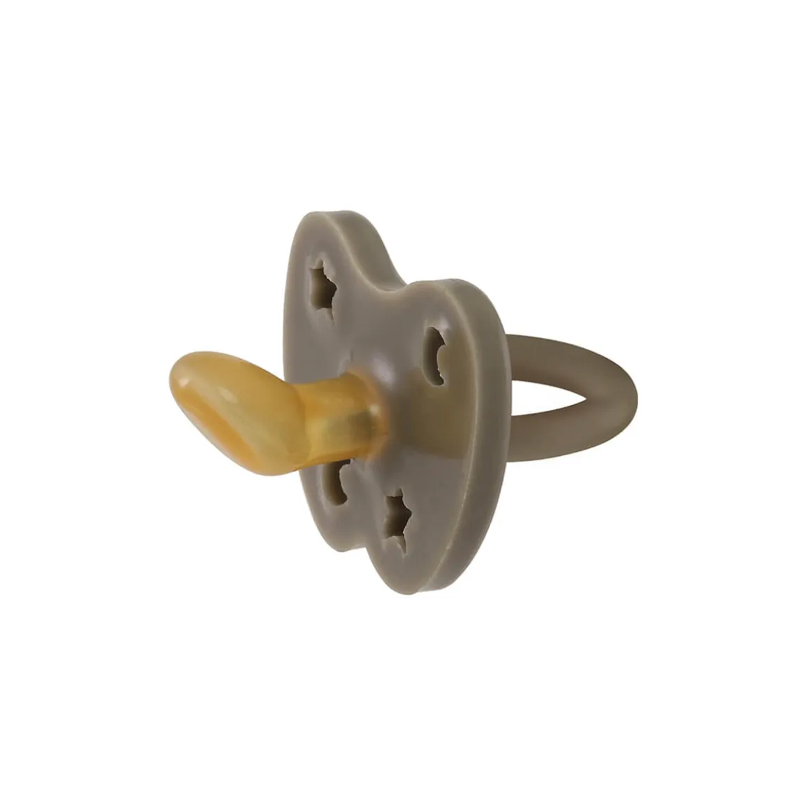 Orthodontic Natural Coloured Rubber Pacifier in Shitake Grey by Hevea