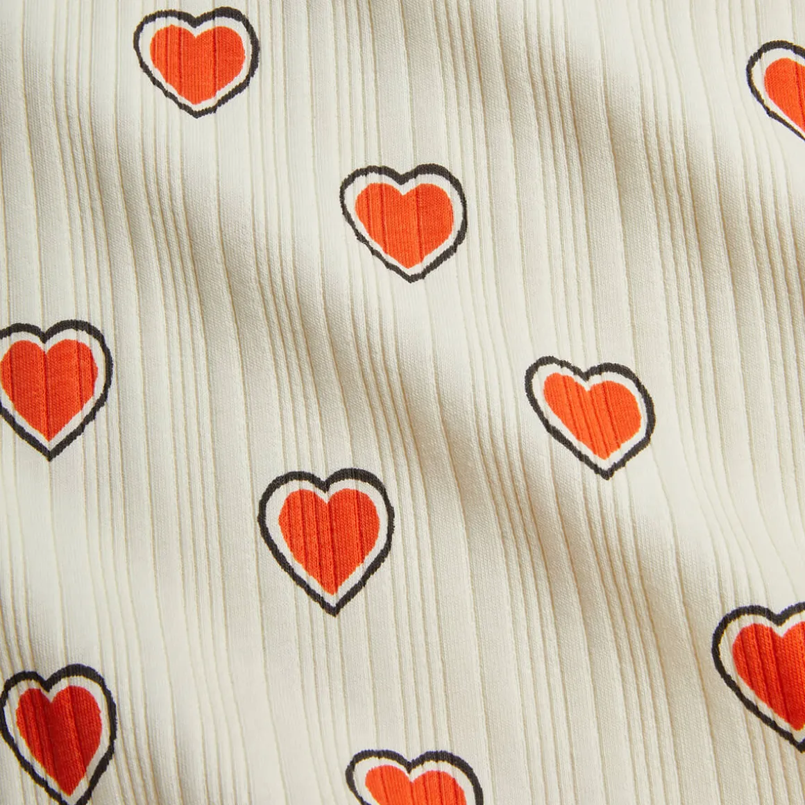 Outlined Hearts AOP Dress in Off White by Mini Rodini
