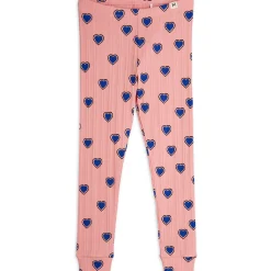 Outlined Hearts Leggings in Pink by Mini Rodini