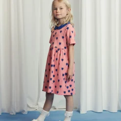 Outlined Hearts Short Sleeve Dress in Pink by Mini Rodini