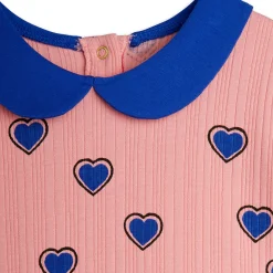 Outlined Hearts Short Sleeve Dress in Pink by Mini Rodini