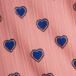 Outlined Hearts Short Sleeve Dress in Pink by Mini Rodini