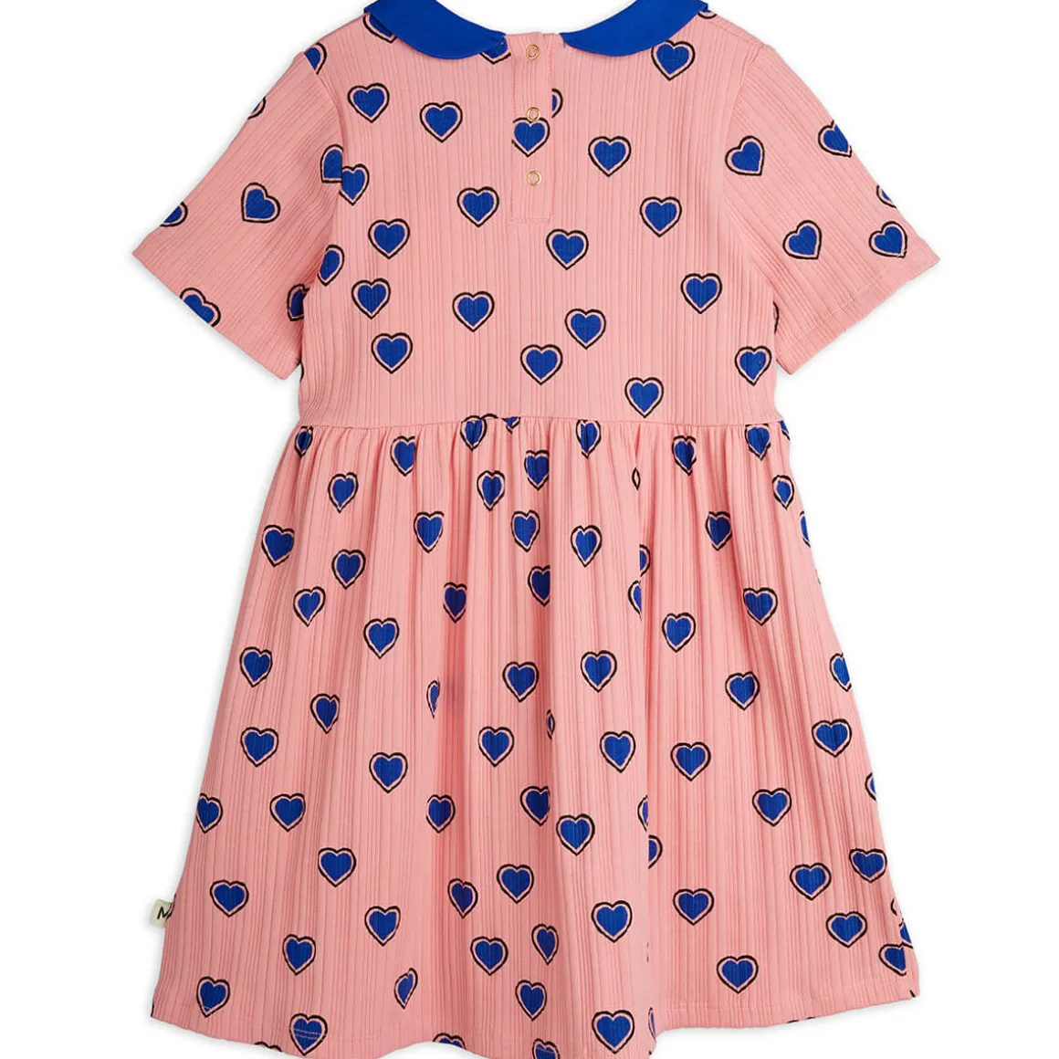 Outlined Hearts Short Sleeve Dress in Pink by Mini Rodini