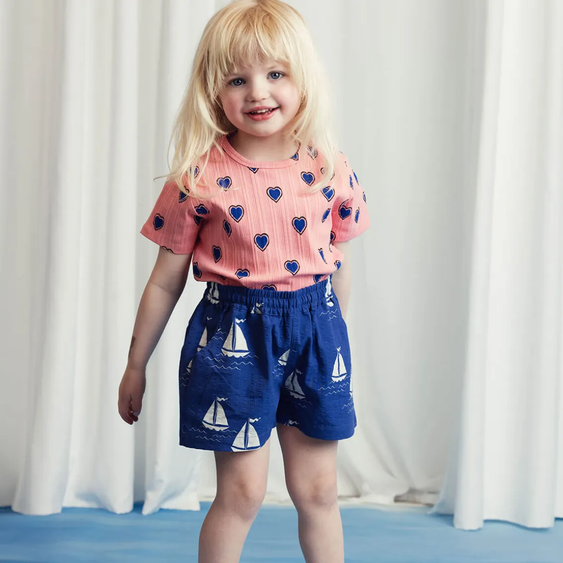 Outlined Hearts T Shirt in Pink by Mini Rodini