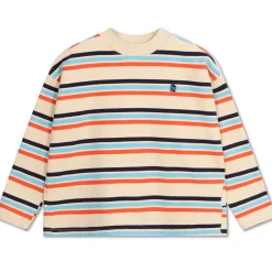 Oversized Boxy Sweater in Multi Creme Brulee Stripe by Repose AMS