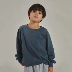 Oversized Long Sleeve Tee in Blue Grey by Gray Label