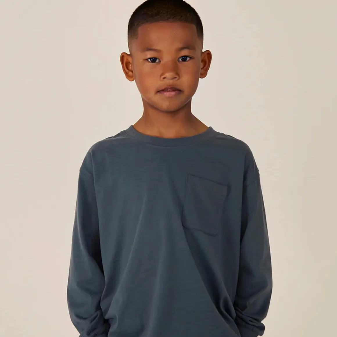 Oversized Long Sleeve Tee in Blue Grey by Gray Label