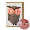 Owl Japanese Paper Balloon Greetings Card by Petra Boase
