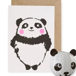 Panda Japanese Paper Balloon Greetings Card by Petra Boase