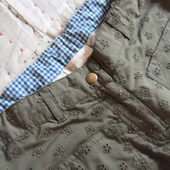 Pants in Khaki Green Broderie Anglaise by Bonjour - Last Ones In Stock - 6-12 Years