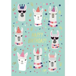 Party Llamas Greetings Card by Mifkins