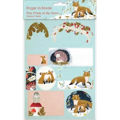 Paw Prints in the Snow Sticker Labels Sheet by Roger La Borde