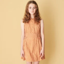 Penguin Dress in Apricot Geo Print by Caramel