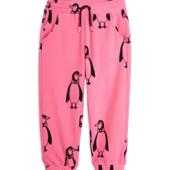 Penguin Fleece Trousers in Pink by Mini Rodini