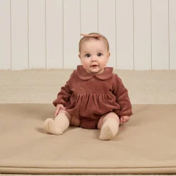 Peter Pan Romper in Cranberry by Quincy Mae - Last Ones In Stock - 6-18 Months