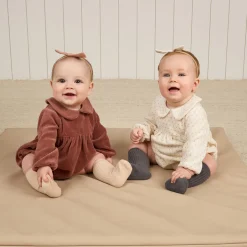 Peter Pan Romper in Polka Dot by Quincy Mae