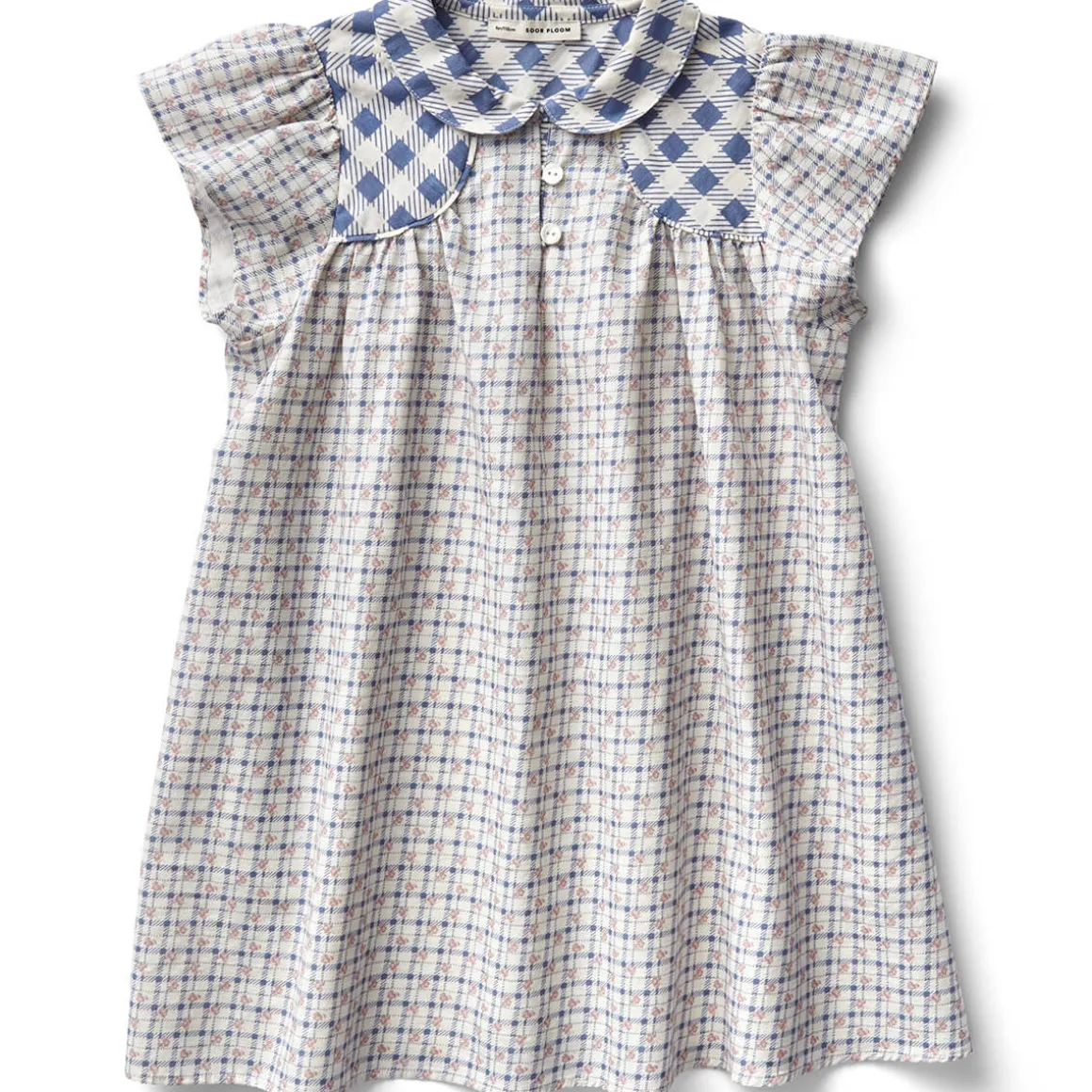 Philomena Dress in Checker Rose Print / Blueberry by Soor Ploom