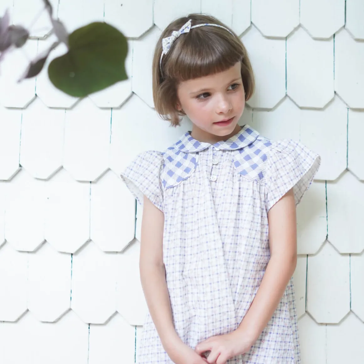 Philomena Dress in Checker Rose Print / Blueberry by Soor Ploom
