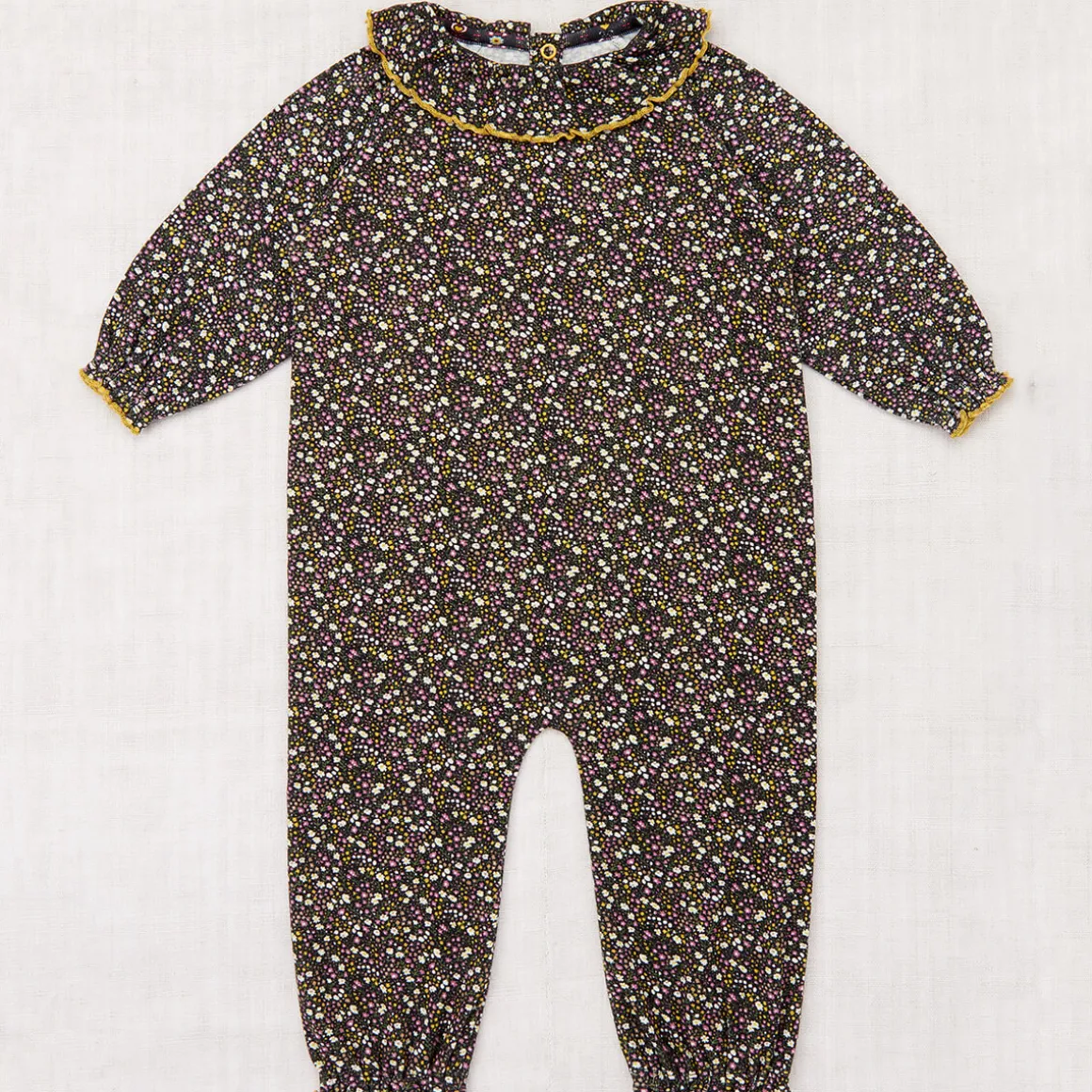 Pierrot Onesie in Carbon / Periwinkle Mini Floral by Misha & Puff