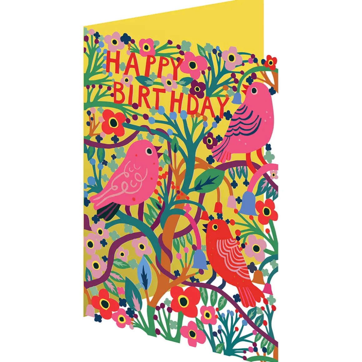 Pink Birds Laser Cut Greetings Card By Roger La Borde