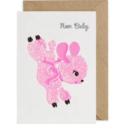 Pink Lamb New Baby Greetings Card by Petra Boase