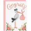 Pink Stork Baby Greetings Card by LoveLight Paper