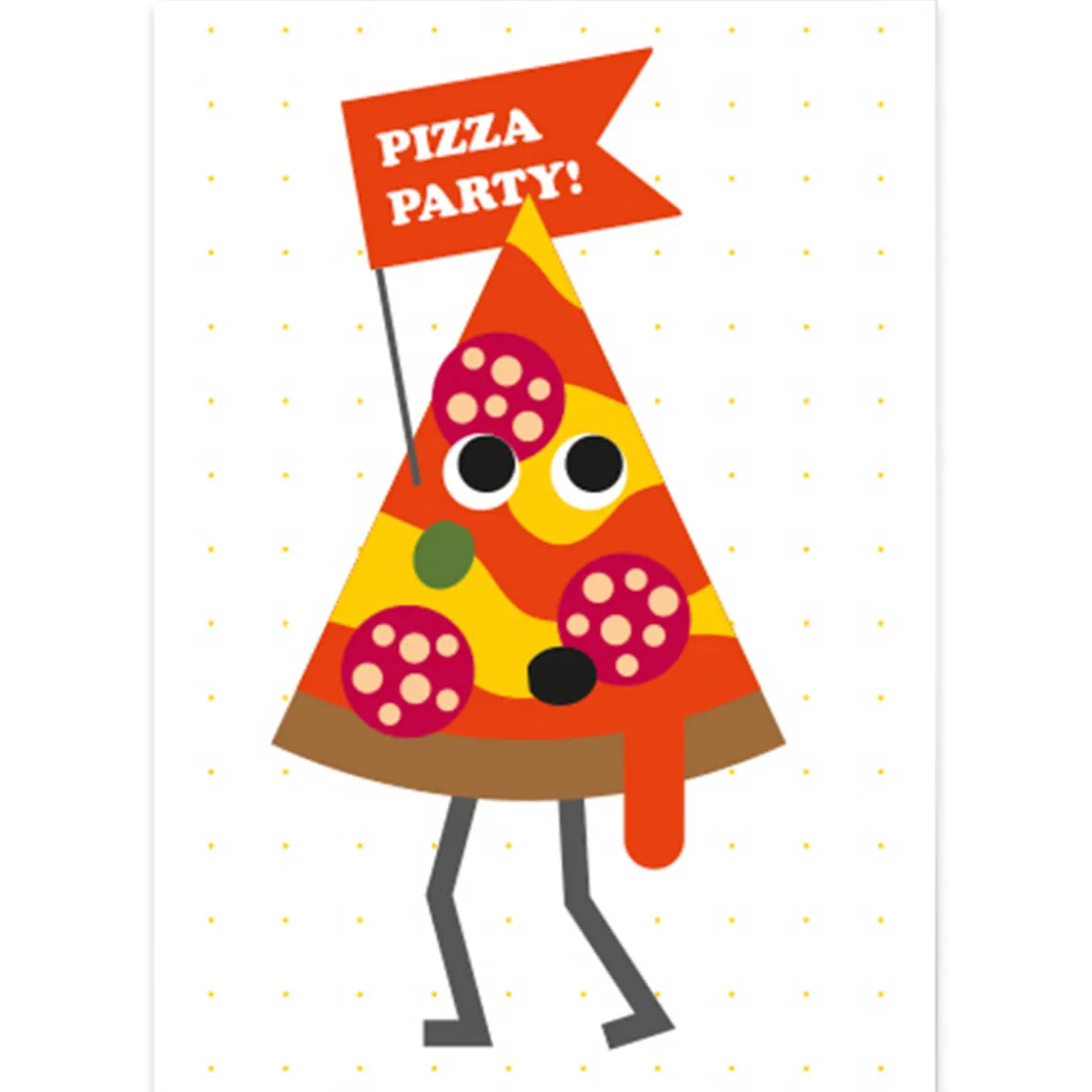 Pizza Guy Greetings Card by Dicky Bird