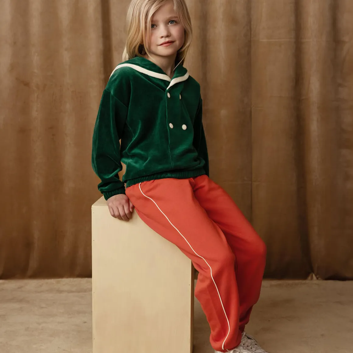 Plain Piping Sweatpants in Red by Mini Rodini